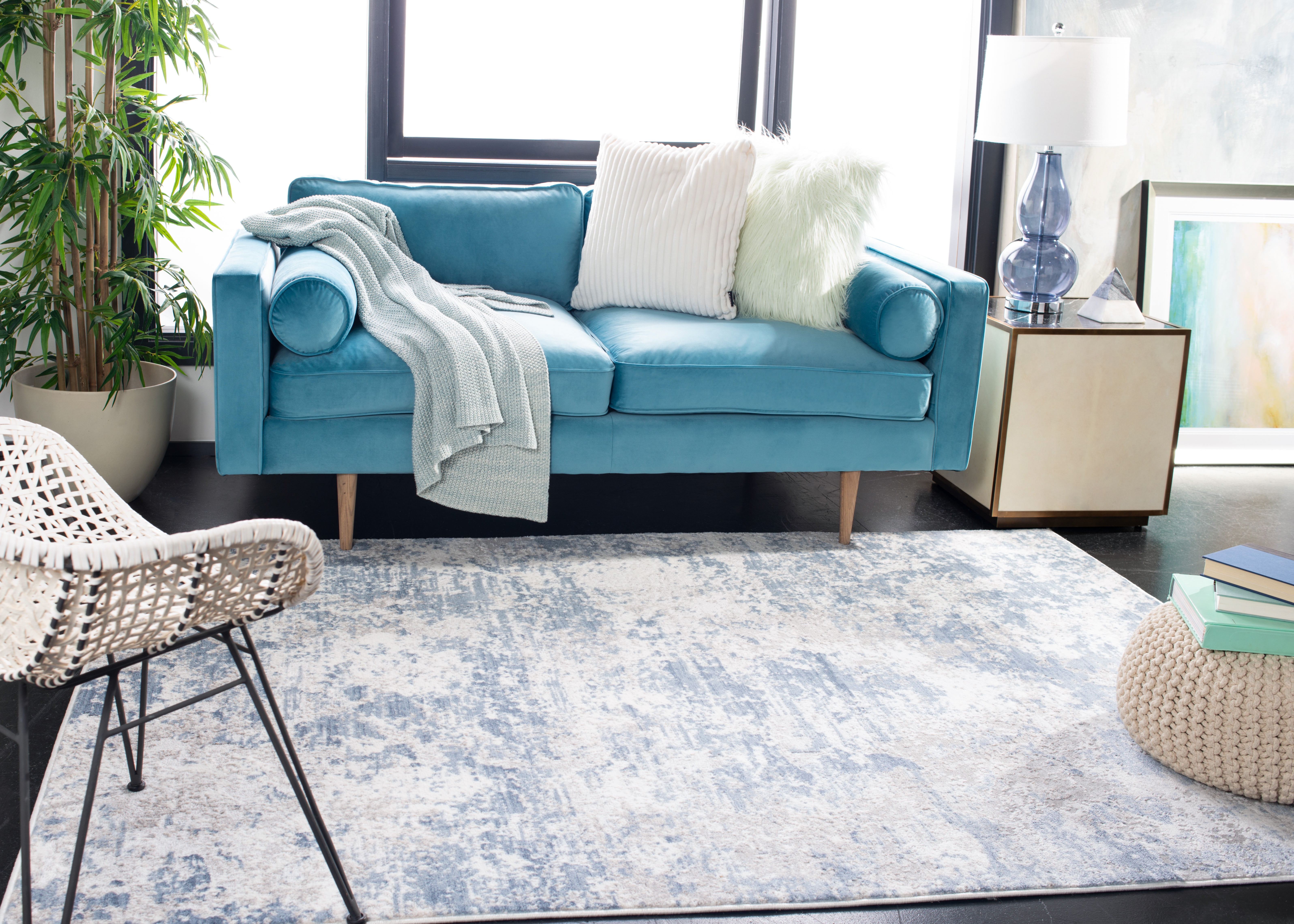 SAFAVIEH Amelia Alastar Abstract Distressed Area Rug, Gray/Blue, 8' x 10'