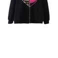 thumbnail image 6 of Women Hooded Coat, Long Sleeve Skull/ Spider Web/ Heart Printed Zipper Fall Spring Casual Jackets, 6 of 7
