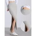 thumbnail image 2 of DARING DIVA Women's High Waisted Long Skirt Slit Bodycon Knit Pencil Skirt XS Grey, 2 of 6