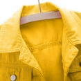 thumbnail image 5 of Manxivoo Womens Coats Women's 3/4 Sleeve Colored Cropped Denim Jacket Light Wash Jacket Lohas Time Coat Womens Jacket S Yellow, 5 of 5