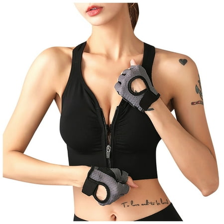

Yoga Bra Women s Sports Underwear zipper rimless yoga vest underwear Nylon running sports bras for women Black