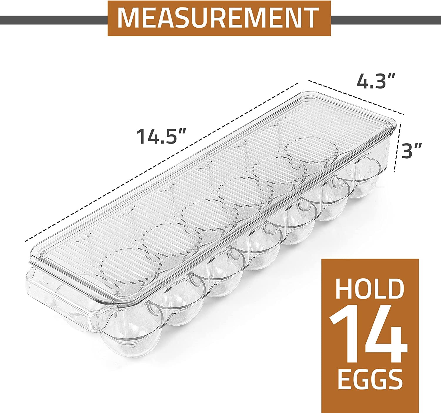 CAILDANL Home Egg Container With Lid and Handle for Refrigerator - Pack of 2 - Clear Stackable Egg Holder for Kitchen Storage and organization