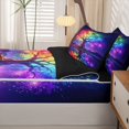 thumbnail image 5 of Homewish Rainbow Tree Of Life Zipper Full Size Comforter Sets with Fitted Sheet and 2 Pillowcases,Dark Purple Starry Night Sky Zipper Bedding Set,Black Reversible,4pcs, 5 of 8