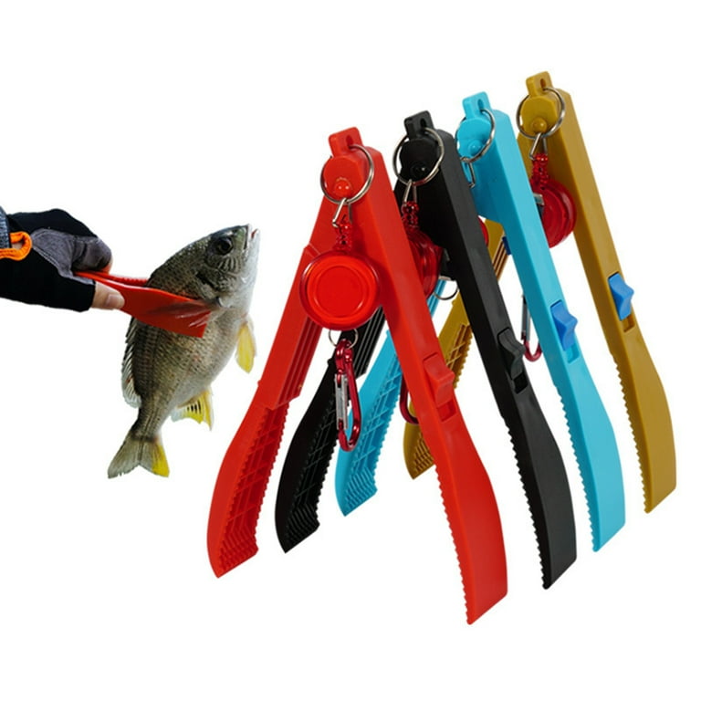 Visland Fish Control Plier Portable Non-Slip ABS Fish Clip Catcher Fishing Gear Supplies for Fisherman, Size: 21.6, Black