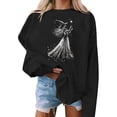 thumbnail image 4 of Mifsaly Halloween Sweatshirt Vintage Witch Graphic Long Sleeve Pullover Tops Crewneck Casual Fall Holiday Party Slouchy Sweatshirts Black,XXL, 4 of 5