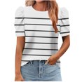 thumbnail image 2 of JTZGDY Womens Summer Tops Casual Puff Short Sleeve Striped/Polka Dot Print Crewneck Tunic Blouse Trendy Oversized Graphic T-Shirts Fashion 2025 Clothes White#02 M, 2 of 6