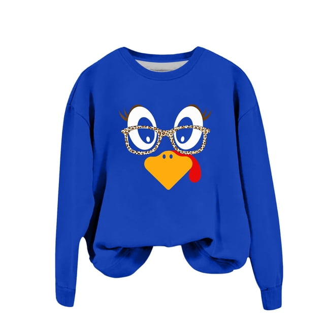 HNMKIU Chandail en Molleton Surdimensionné Femme Mignon Dinde Imprimé Action de Grâce Col Rond Chandail en Molleton Ajusté Chandail Tops Décontracté Manches Longues Chemises d'Entraînement Amples Blouse Tops Décontracté Manches Longues Chemises d'Entraînement