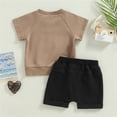 thumbnail image 5 of TJAZFJPA Local Boy Outfitters Toddler Kids Baby Boys Girls Summer Outfit Clothes Sets Short Sleeve Solid O Neck Pullover Sweatshirt Tops Drawstring Shorts Toddler Boy Outfits Summer, 5 of 9