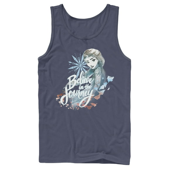 Men's Frozen 2 Elsa Believe Watercolor Tank Top Navy Blue X Large
