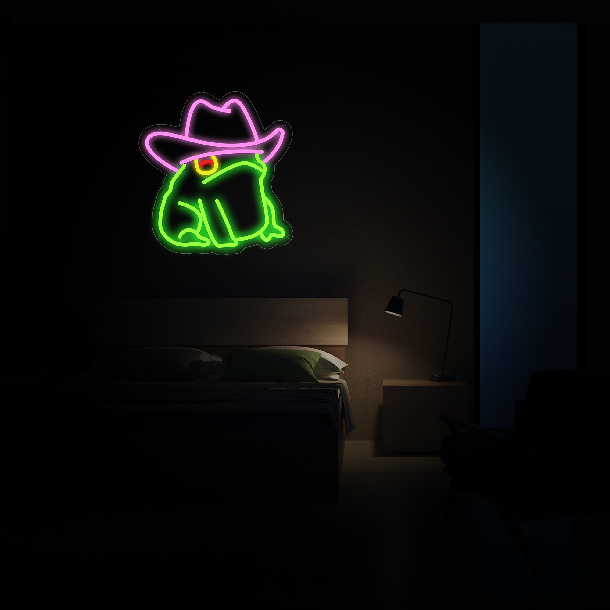 Cowboy Frog Neon Sign, Cowboy Toad Led Signs for Wall Decor, Dimmable Neon Light Sign for Bedroom, Game Room, Kids Room, Bar Decoration, USB Powered Light Up Signs for Party Decor