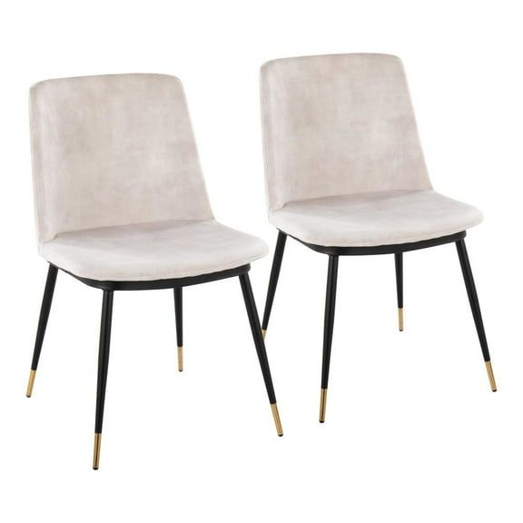 LumiSource Black Metal, Gold Metal, Beige Velvet Wanda Chair - Set of 2