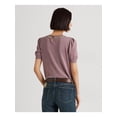 thumbnail image 2 of LAUREN RALPH LAUREN Womens Purple Beaded Ribbed Pouf Sleeve Crew Neck Sweater M, 2 of 4
