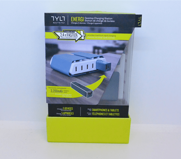 TYLT Energi Desktop Charging Station with 4 USB Ports + Portable Battery Gray