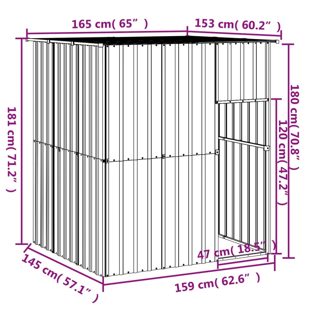 vidaXL Dog House Outdoor Dog Kennel Cage Shelter with Roof Galvanized Steel