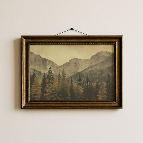 Vintage Style Photography Mountain Pine Tree Wall Art Masculine Wall Art Vintage Pine Tree Print Log Cabin Home Decor Moody Nature Wall Art Poster, Unframed Poster Size 8x12 F03.1.15l1186