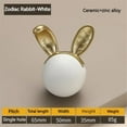 thumbnail image 2 of HDJNal White Rabbit Shape Cabinet Knobs - Set of 2 - Ceramic Drawer Pull Handle Kitchen Cupboard Wardrobe Knob Kid's Room Decorative Furniture Hardware, 2 of 5