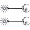 thumbnail image 3 of Body Candy 14G 9/16 Nipple Rings Surgical Steel 2Pc Nipplerings Piercing Jewelry Day and Night Barbells, 3 of 5