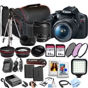 Canon EOS Rebel T7 w/EF-S 18-55mm F/3.5-5.6 Zoom Lens + 64GB Memory, Filters, Case, Tripod, LED Light, Lenses, and More (30pc DSLR Camera Bundle) (International Version)