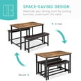 thumbnail image 3 of Accreate Dining Table Set for 3 with Upholstered Benches, Kitchen Furniture for Space-Saving, Brown, 3 of 7