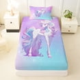 thumbnail image 3 of Metsweet Princess Unicorn Twin Sheets 3pcs, Dreamy Gradient Starry Sky Bedding, Blue Purple Pink,1 Fitted Sheet, 1 Flat Sheet and 1 Pillowcase, 3 of 5