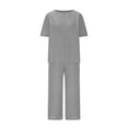 thumbnail image 6 of VBVC Women's 2 Piece V-Neck Drawstring Set,Ladies Sleeveless Top and Wide Leg Pants,Summer Dressy Outfit for Women,Gray,S-2XL, 6 of 7