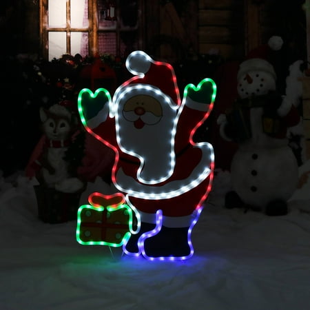 Yard Display - Sunnydaze Decor Santa Claus Decoration LED Light, Prelit, Indoor-Outdoor Holiday Yard & Lawn Display, 32-Inch