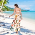 thumbnail image 7 of FORMRS Womens Long Sarong Beach Wrap Semi-Sheer Bikini Skirt Bathing Swimsuit Cover Up, Beige Retro Leaves, 7 of 7