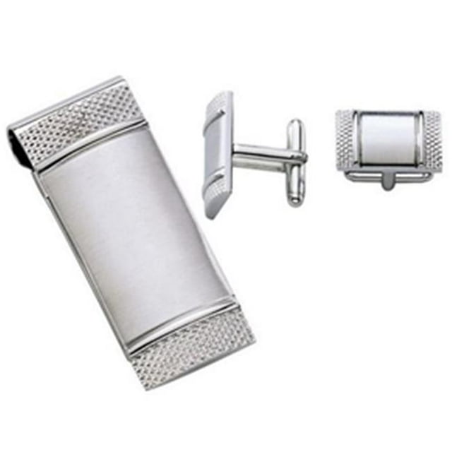 Visol VSET77 Ales Stainless Steel Money Clip and Cufflinks Gift Set