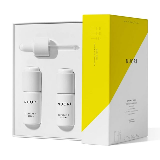 Suero NUORI Supreme-C | Suero iluminador de vitamina C para todo tipo de piel All Natural 2 x 10 ml / 2 x 0,3 fl oz