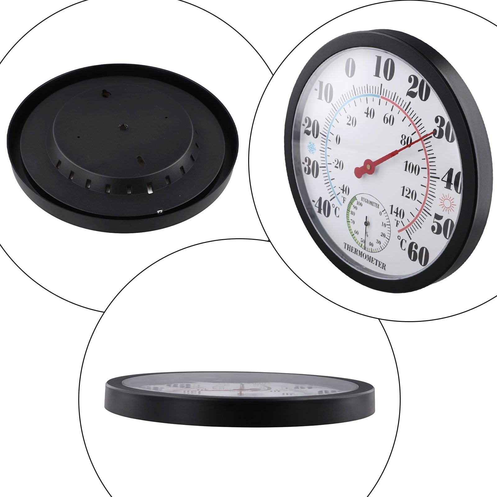 Wodtesl Garden Decoration Thermometer Outdoor Thermometer 25cm/9.8inch Outdoor Thermometer Plastic Thermohygrometer Wall Hanging White