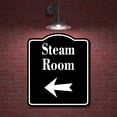 thumbnail image 2 of Steam Room Left Arrow BLACK Aluminum Composite Sign, 8.5"x10", 2 of 9
