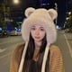 thumbnail image 2 of Gorro Lei Feng lindo de estilo coreano para otoño e invierno, con orejas de oso de peluche, grueso y cálido, con orejeras, gorro frío con forma de cara, gorro de lavabo pequeño, 2 of 5