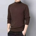 thumbnail image 2 of YLSDY Men's Mock Neck Long Sleeve T-Shirt Slim Fit Basic Tops Solid Color Oversized Pullover Long Sleeve Sweater Lightweight Soft Brown L, 2 of 8