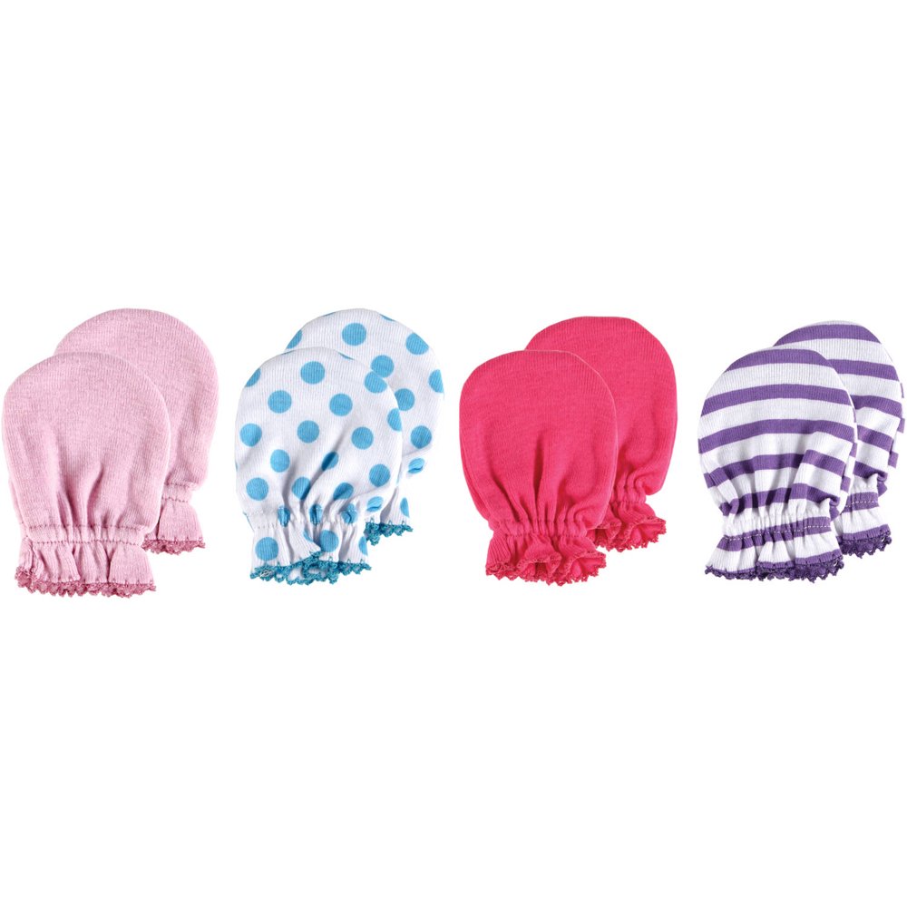 Luvable Friends Newborn Baby Scratch Mitten, 4pk (Baby Girls)