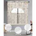 thumbnail image 2 of Brown Flowers Swag Kitchen Curtains Sets for Windows 24 Inch Length, Vintage Ethnic Tribal Floral Leaves Short Window Curtain Panels Swags Valances and Tiers 3 Piece Set for Cafe/Dining Room, 2 of 5