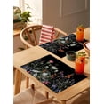 thumbnail image 4 of Watercolor Flower Placemats Set of 2 Pink Flowers Black Background Country Heat Insulation Washable Place Mats, Rustic Non-Slip Table Mats for Dining Table Party Kitchen Decor,13x19 Inch, 4 of 4
