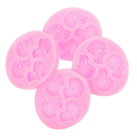 

4pcs Skull Head Shape Silicone Fondant Molds Silicone Molds for Home (Rosy)