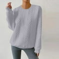 thumbnail image 5 of Womens Oversized Pullover Sweater Crew Neck Solid Color Sweatshirt Casual Long Sleeve Loose Fall Winter Top Fashion (Gray 2XL), 5 of 7
