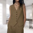thumbnail image 3 of Gilet Boutonné pour Femmes Confortable Ajusté ChicJacket (Vert Armée TP), 3 of 8
