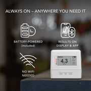 Ecosense EcoQube Flex Smart Radon Detector - Battery Powered Continuous Monitor with Display & App