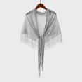 thumbnail image 5 of HuangHuanChen Shawl Wraps for Women With Fringe Triangel Tie Cape Scarf Glitter Hollow Out Soft Breathable Scarf Sheer Mesh Shawls and Wraps for Evening Dresses One Size, 5 of 7