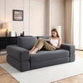 thumbnail image 5 of 81" Convertible Sofa Bed, 3-in-1 Folding Floor Couch, Corduroy Fold Out Sleeper Futon Mattress with Pillows, Boneless Lounge Loveseat for Living Room, Gray, 5 of 13