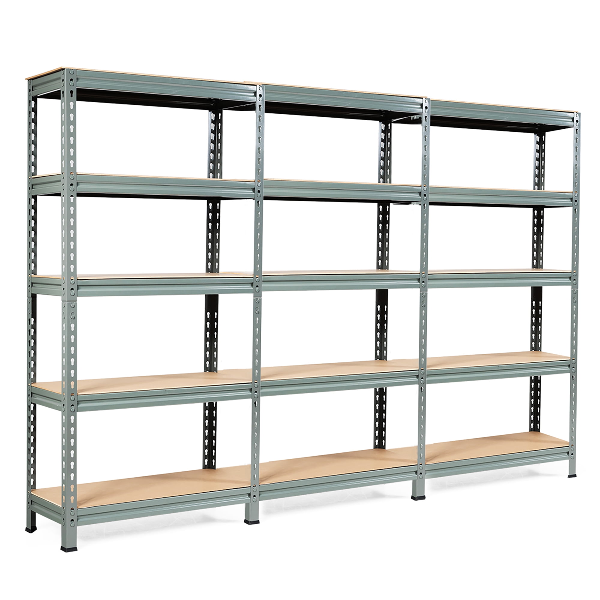 Costway 3PCS 5-Tier Metal Storage Shelves 60''Adjustable Shelves Gray ...