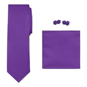 Jacob Alexander Solid Color Men's Tie Hanky and Cufflink Set - Violet Purple