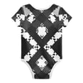 thumbnail image 2 of Black White Gray Pixel Pattern Pure Cotton Bodysuit Short Sleeve Pajamas One-Piece Romper Unisex 9M, 2 of 6