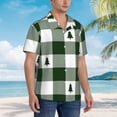 thumbnail image 3 of Balery Green White Lumberjack Plaid Camisas hawaianas de manga corta para hombre, camisas playeras de corte holgado, camisas de vacaciones con botones,Medium, 3 of 7