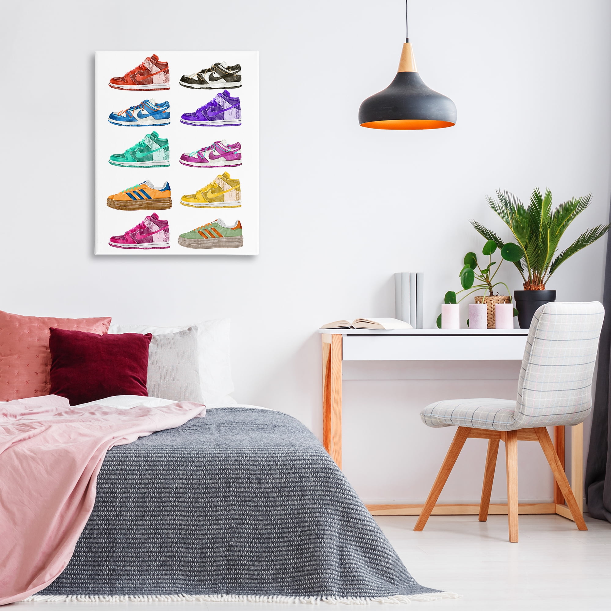 Stupell Industries Fashion Sneakers Assortment Fashion Painting Wrapped Canvas Art Print Wall Art, 30 x 40