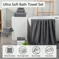 thumbnail image 6 of Jessy Home 8 Piece Oversized Dark Gray Bath Towel Set-2 Extra Large Bath Towel Sheets, 2 Hand Towels, 4 Washcloths-600GSM Soft Plush Towel Set, 6 of 8