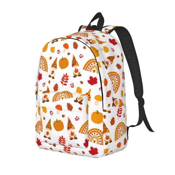 Fotbe Fall Gnomes Harvest Mochila de Lona con Estampado, Mochila Duradera, Mochila Versátil de Alta Calidad, Mochila Compacta Vintage-Medium