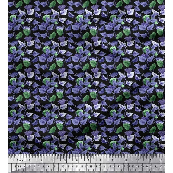 Soimoi Cotton Duck Fabric Leaves Leaves Print Sewing Fabric Yard 56 Inch Wide